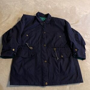 Vintage London Fog Womens 12 Reg Blue Thinsulate Plaid Lined Field Jacket Coat